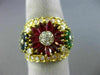 LARGE 3.80CT DIAMOND AAA MULTI GEM 18KT YELLOW GOLD 3D MULTI FLOWER FUN RING E/F