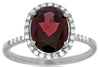 ESTATE 3.21CT DIAMOND & AAA RHODOLITE 14KT WHITE GOLD 3D OVAL & ROUND HALO RING