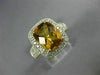EXTRA LARGE 3.40CT DIAMOND & AAA CITRINE 14KT 2 TONE GOLD CUSHION FILIGREE RING
