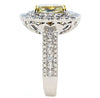 LARGE 5.21CT WHITE & FANCY YELLOW DIAMOND 18K 2 TONE GOLD FLOWER ENGAGEMENT RING