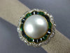ANTIQUE LARGE DIAMOND AAA PEARL EMERALD SAPPHIRE 14KT GOLD BALLERINA RING #1873