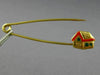 ESTATE RED & GREEN ENAMEL 14KT YELLOW GOLD CHRISTMAS HOUSE SAFETY PIN #MILANO31