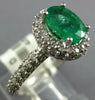 WIDE 2.05CT DIAMOND & AAA EMERALD 14KT WHITE GOLD 3D OVAL HALO ENGAGEMENT RING