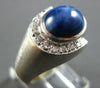 4.6CT DIAMOND & AAA STAR SAPPHIRE 14KT WHITE GOLD MATTE & SHINY MENS RING #27687