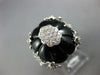 ESTATE LARGE .82CT DIAMOND & AAA BLACK ONYX 14KT WHITE GOLD 3D FLOWER FUN RING