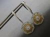 LARGE .83CT DIAMOND 14KT 2 TONE GOLD FILIGREE MILTI HEART STAR HANGING EARRINGS
