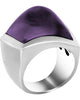 ESTATE EXTRA LARGE AAA AMETHYST 18KT WHITE GOLD CABOCHON SQUARE HANDCRAFTED RING