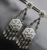 1.62CT WHITE & CHOCOLATE FANCY DIAMOND 14KT WHITE GOLD HEXAGON HANGING EARRINGS