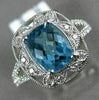 LARGE 2.10CT DIAMOND & AAA BLUE TOPAZ 14K WHITE GOLD FILIGREE SQUARE FLOWER RING