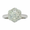 ESTATE LARGE .91CT DIAMOND 18KT WHITE GOLD 3D CLASSIC CLUSTER FLOWER LOVE RING