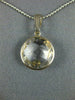 ESTATE AAA CRYSTAL 14KT WHITE GOLD 3D CLASSIC BEZEL ROUND PENDANT