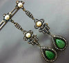 ANTIQUE LARGE .52CT DIAMOND AAA PEARL & JADE 18K GOLD & 925 SILVER DROP EARRINGS