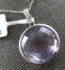 LARGE 14.57CT DIAMOND & AAA AMETHYST 14K WHITE GOLD ROUND BEZEL FLOATING PENDANT