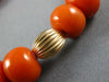ESTATE LONG AAA CORAL 14KT YELLOW GOLD 3D MULTI BEAD LUCKY LOVE BRACELET #26991