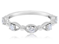 .34CT DIAMOND 14K WHITE GOLD 3D FILIGREE 5 STONE MARQUISE SHAPE ANNIVERSARY RING