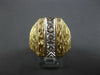 ESTATE LARGE .49CT DIAMOND 14KT 2 TONE GOLD 3D 3 STONE BAR RECTANGULAR MENS RING