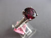 ESTATE LARGE 3.78CT DIAMOND & AAA RHODOLITE 18K WHITE GOLD ROUND ENGAGEMENT RING