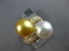LARGE .93CT DIAMOND & AAA WHITE & GOLDEN SOUTH SEA PEARL 18K YELLOW GOLD 3D RING