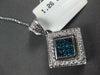 LARGE 1.26CT WHITE & BLUE DIAMOND 14K WHITE GOLD PRINCESS & ROUND SQUARE PENDANT