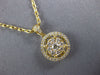 ESTATE .51CT DIAMOND 18KT YELLOW GOLD 3D CLASSIC CLUSTER FLOWER HALO PENDANT