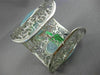 ESTATE LARGE 19.70CT DIAMOND & AAA AQUAMARINE 18KT WHITE GOLD 3D BANGLE BRACELET