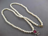 LONG .62CT DIAMOND & AAA RUBELLITE & PEARL 14KT YELLOW GOLD 3D FILIGREE NECKLACE