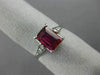 WIDE 1.29CT DIAMOND & AAA RUBY 18KT WHITE GOLD EMERALD CUT SOLITAIRE RING #27636