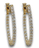 ESTATE 1.02CT DIAMOND 14KT YELLOW GOLD 3D INSIDE OUT OVAL HOOP HANGING EARRINGS