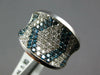ESTATE EXTRA LARGE 2.86CT WHITE & BLUE DIAMOND 14KT WHITE GOLD 3D PAVE FUN RING