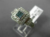 ESTATE .45CT WHITE & BLUE ROUND & PRINCESS DIAMOND 14K WHITE GOLD 3D SQUARE RING
