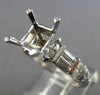 LARGE .40CT DIAMOND 14KT WHITE GOLD 3D ROUND & BAGUETTE SEMI MOUNT RING #28086