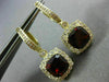 ESTATE LARGE 6.18CT DIAMOND & AAA GARNET 14KT YELLOW GOLD HALO HANGING EARRINGS
