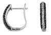 .87CT WHITE & BLACK DIAMOND 14K WHITE GOLD 3 ROW PAVE LEVERBACK HANGING EARRINGS