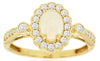 ESTATE .84CT DIAMOND & AAA OPAL 14KT YELLOW GOLD 3D OVAL & ROUND FLOWER FUN RING