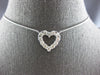 ESTATE 1.24CT DIAMOND 14KT WHITE GOLD 3D ROUND CLASSIC OPEN HEART LOVE NECKLACE