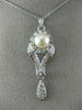 ANTIQUE .50CT OLD MINE DIAMOND AAA SOUTH SEA PEARL 14K WHITE GOLD PENDANT #21893