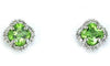 1.10CT DIAMOND & AAA PERIDOT 14KT WHITE GOLD 4 LEAF CLOVER FLOWER STUD EARRINGS