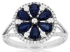 1.98CT DIAMOND & AAA SAPPHIRE 14KT WHITE GOLD PEAR SHAPE & ROUND FLOWER FUN RING