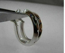 ESTATE .65CT DIAMOND 14KT WHITE GOLD 3D OVAL ETOILE CLIP ON HOOP EARRINGS