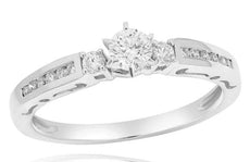 .42CT DIAMOND 14K WHITE GOLD 3D CLASSIC ROUND 3 STONE CHANNEL ENGAGEMENT RING