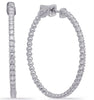 ESTATE 1.10CT DIAMOND 14KT WHITE GOLD 3D CLASSIC HOOP HANGING EARRINGS