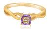 .54CT DIAMOND & AAA AMETHYST 14K ROSE GOLD CUSHION & ROUND ETOILE SOLITAIRE RING
