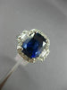 ESTATE LARGE 6.72CT DIAMOND & AAA SAPPHIRE PLATINUM CUSHION HALO ENGAGEMENT RING