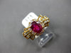 1.57CT DIAMOND & AAA RUBY 18KT YELLOW GOLD 3D ROUND & BAGUETTE ENGAGEMENT RING