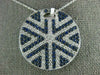 ESTATE LARGE 3.70CT DIAMOND & AAA SAPPHIRE 18K WHITE GOLD 3D ROUND STAR PENDANT
