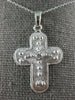 .07CT DIAMOND 14KT WHITE GOLD 3D SOLITAIRE MATTE AND SHINY CROSS PENDANT #27013