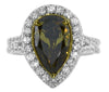 CERTIFIED EXTRA LARGE 4.39CT MULTI COLOR DIAMOND 18K 2 TONE GOLD ENGAGEMENT RING