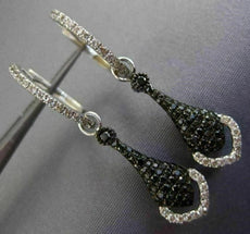 1.36CT WHITE & BLACK DIAMOND 14KT WHITE & BLACK GOLD 3D HEART TEAR DROP EARRINGS