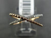 ESTATE .10CT DIAMOND 14KT WHITE & ROSE GOLD X LOVE MILGRAIN BEAD RING F/G VSSI