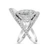 EXTRA LARGE 2.7CT DIAMOND 18K WHITE GOLD 3D ROUND & BAGUETTE INVISIBLE OVAL RING